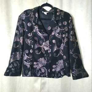 Vintage dressbarn Glitter Blazer Black Blazer with Sequins and Glitter